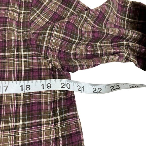 Banana Republic Top Womens S Sugar Plum Plaid Flannel Ruffle Neck Preppy Boho - Picture 11 of 14